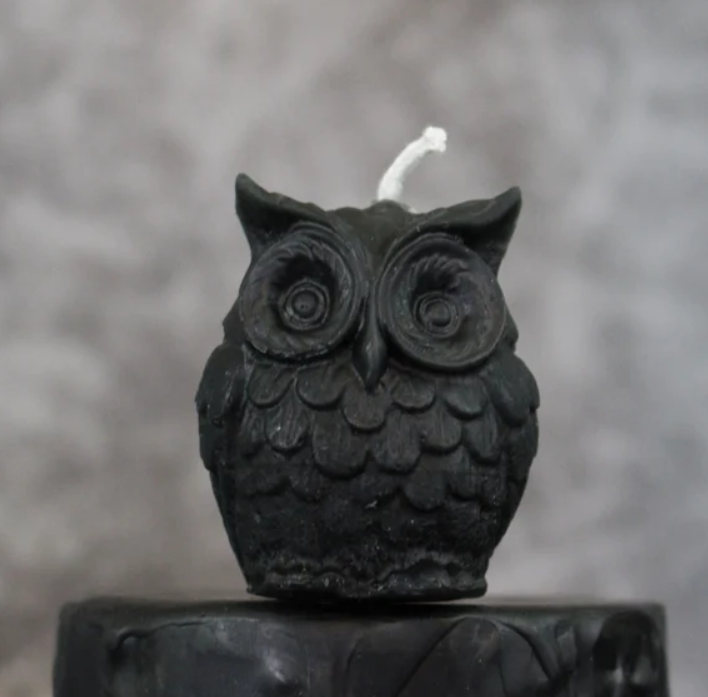 Black Soy Wax Owl Candle
