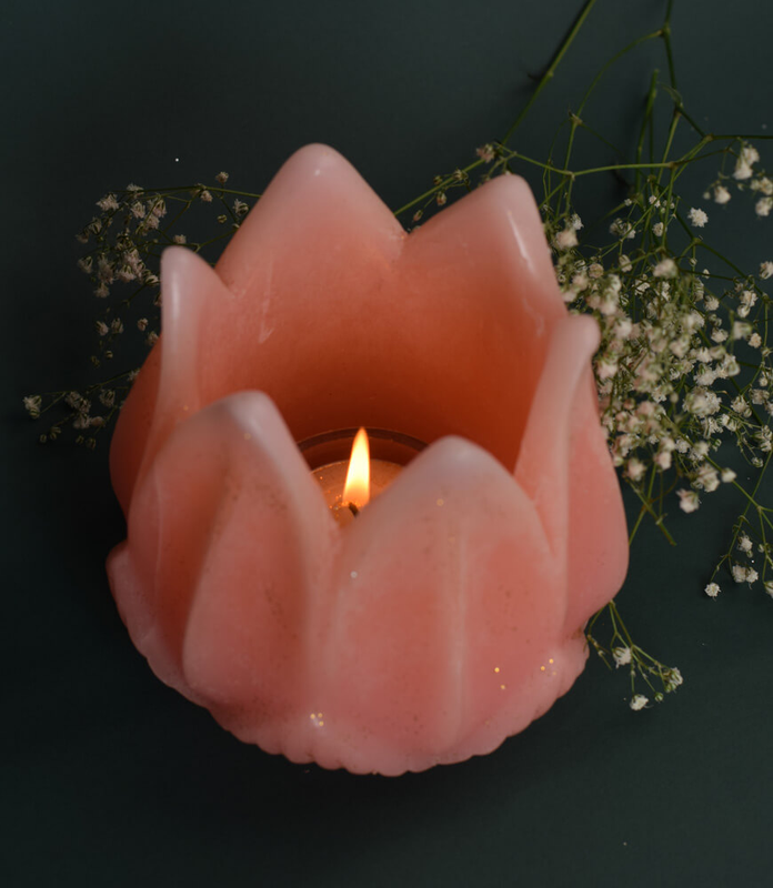 Maatir Pink Scented Lotus Hand Poured Candle | Decorative Fragrant Candle for Decor | Votive Candles | Aroma Candles | Fragrance Candles | Scented Lotus Shape Candle | Decorative Candle for Home Décor, Gift & Holiday Decoration